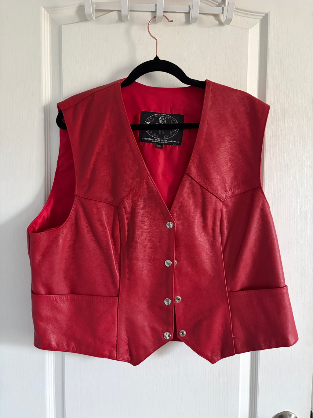 Men’s 5 Xl Leather King Classic Red Leather Vest